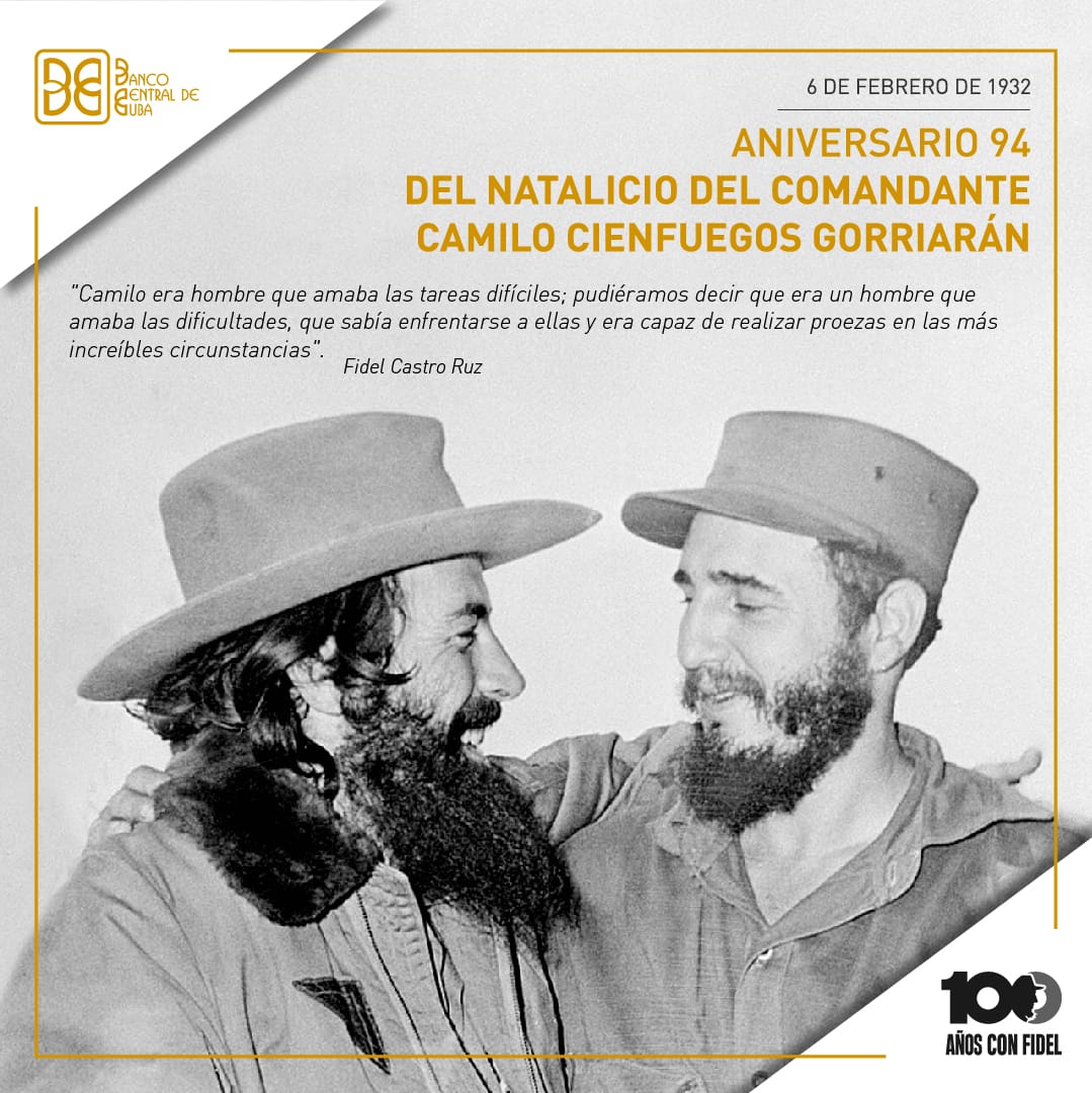 🇨🇺 En el 94 aniversario de su natalicio, honramos al Comandante Camilo Cienfuegos, el "Señor de la Vanguardia". Su legado de valentía, humildad y compromiso con el pueblo sigue iluminando el camino de la Revolución.
#CamiloVive 
#CubaEstáFirme