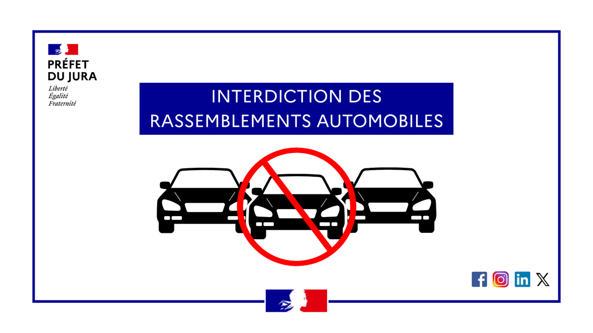 Image de Préfecture du Jura - 🚫Interdiction de tout rassemblement automobile (tuning) sur la voie  publique dans le Jura, du vend
