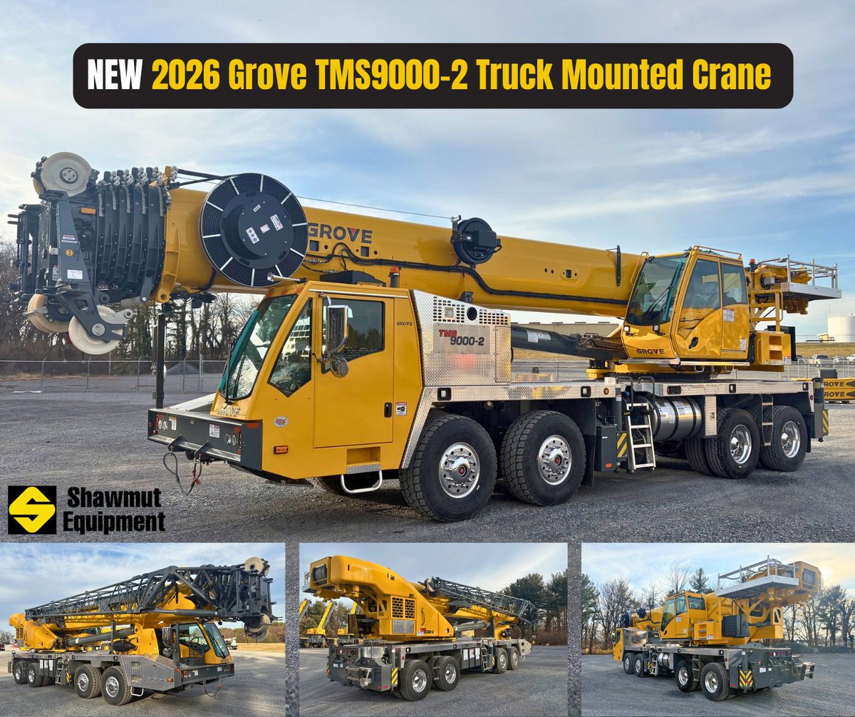 Introducing the 2026 Grove TMS9000-2 — a powerful 115-ton truck-mounted crane. Featuring a six-section MEGAFORM™ boom and highway-ready design, it’s engineered to keep your fleet moving and lifting efficiently. #Cranes #Construction

Specifications: shawmutequipment.com/equipment/new-…