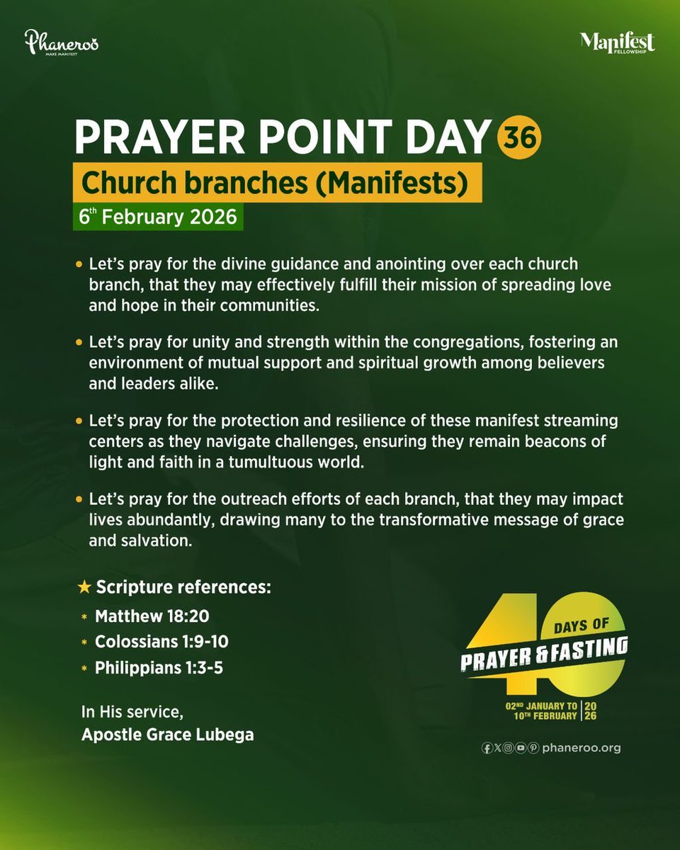 🔥Prayer Point - Day 36: CHURCH BRANCHES (MANIFESTS)