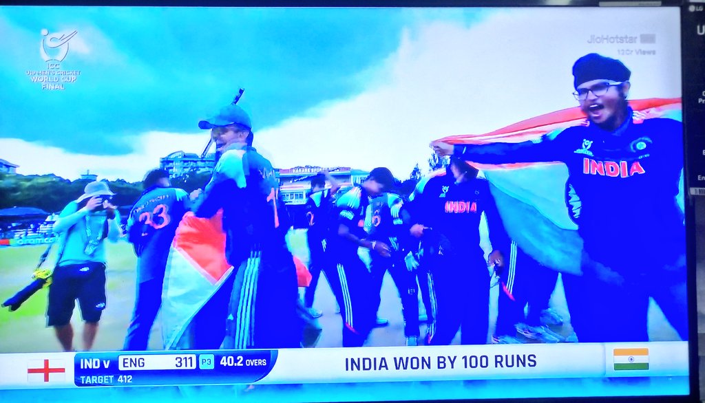 GaurBulandshahr's tweet photo. U 19 वर्ल्ड कप में भारत ने इंग्लैंड को 100 रन से हराकर खिताब जीता। 
भारत की जीत में वैभव सूर्यवंशी ने अहम भूमिका निभाई। वहीं इंग्लैंड की तरफ से फॉकनर ने तेज तर्रार शतकीय पारी खेली।
#IndiaU19
#U19WorldCup #IndiaVsEngland #Champions #TeamIndia #CricketNextGen #VaibhavSuryavanshi #BleedBlue #WorldCupFinal #IndianCricket #FutureStars #iccu19worldcup