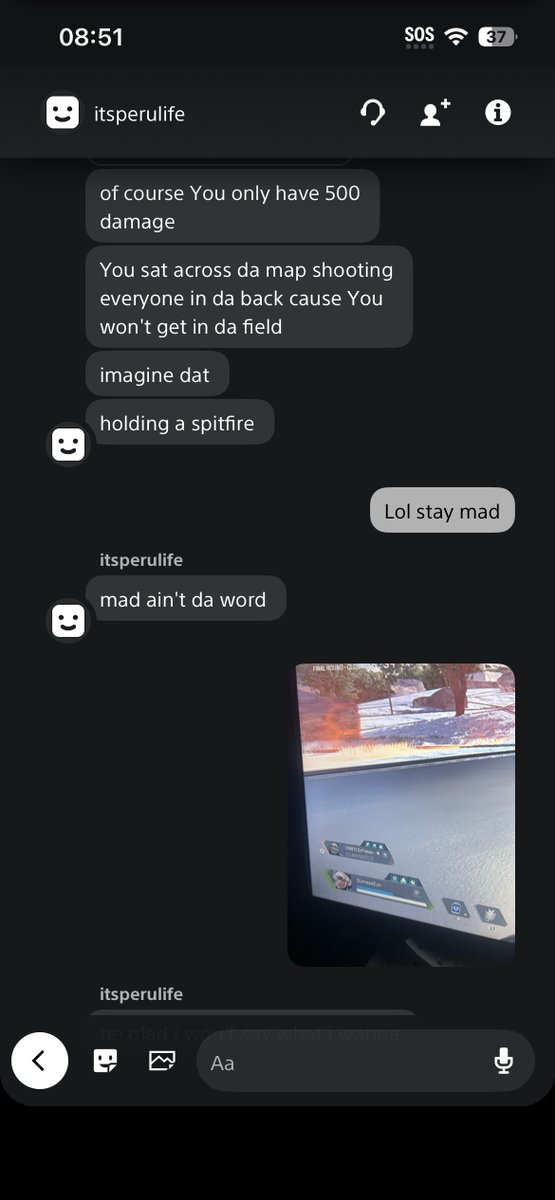 Sunlessagro's tweet photo. @Twitch @itsperulife @PlayApex #twitch #harassment #ApexLegends #Apex #Ps5 #itsqp 

Twitch, why is your buddy attacking my friend in his PlayStation messages🤣🥱 https://t.co/3X2Xx90OPW