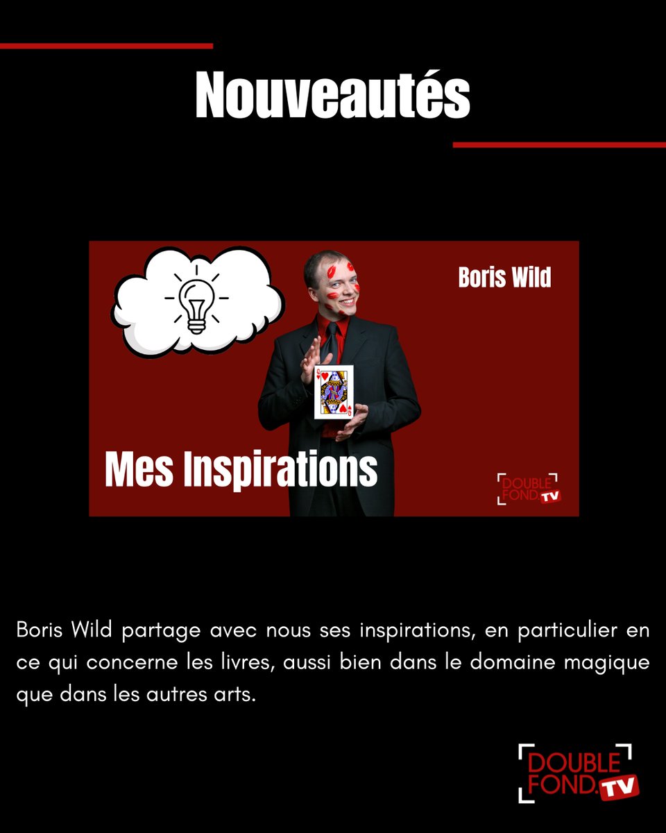 Au programme aujourd’hui ✨
 Découvrez-en davantage sur les inspirations du fabuleux Boris Wild, puis   plongez dans un nouveau tour de pièces délirant signé David Stone dans « La   Magie des Pièces : Place des sourires ».