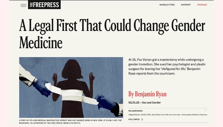 karadimos's tweet image. $2 million award won by Fox Varian. She sued her psychologist and plastic surgeon over the gender-transition mastectomy at age 16.  Report by Benjamin Ryan.

benryan.substack.com/p/i-report-for…

#detransition #malpractice #gendermedicine #genderconfusion #healthcare #medicine #lawsuit