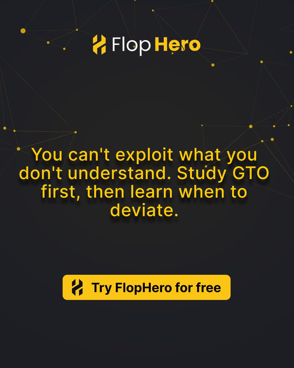 Flophero_GTO's tweet photo. You can't exploit what you don't understand. Study GTO first, then learn when to deviate.

Build your foundation with FlopHero. Start training at https://t.co/9bj8rzFHFe

#FlopHero #GTO #PokerStrategy #PLO #PokerStudy #PokerTraining #PotLimitOmaha #PokerPro #PokerMindset https://t.co/PErFnzkx1p