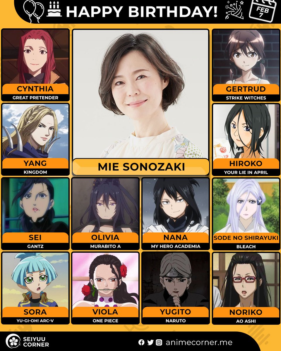 seiyuucorner's tweet image. Happy birthday Mie Sonozaki! 🎉 

Let's wish her all the best @Sonozaki_mie 

#MieSonozaki #園崎未恵 #園崎未恵生誕祭2026