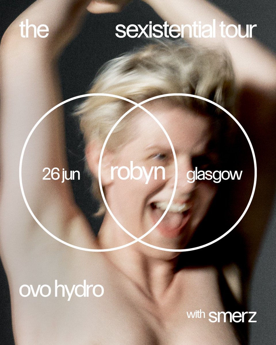 OVOHydro's tweet photo. ANNOUNCED ποΈ
Call your girlfriend... to tell her that Robyn is bringing the Sexistential tour to the OVO Hydro on 26 June π€©
#OVOLive presale | 10am, Wed 11 February
Tickets on sale | 10am, Fri 13 February β‘οΈ https://t.co/xar0o597Iy https://t.co/8rF6OEiFe2