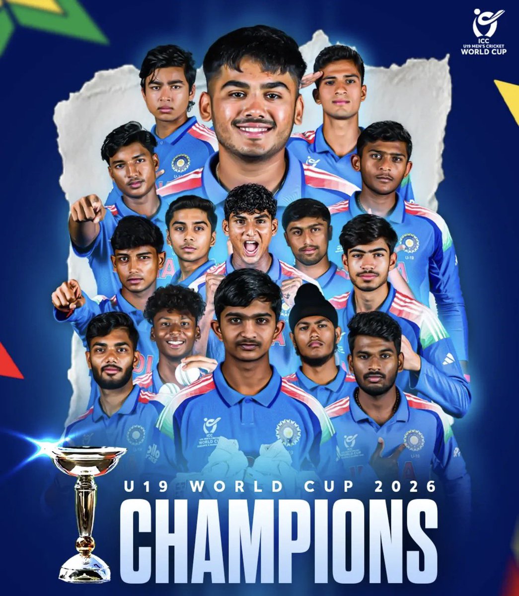 BYVijayendra's tweet photo. India win yet another ICC Under-19 World Cup, taking the tally to a remarkable six with a dominant performance today. Congratulations to the entire team for a superb campaign filled with talent and determination!

This triumph is a testament to the strength of India’s young cricketing pipeline. May this achievement be the foundation for even greater milestones ahead. Wishing all the players a bright future as they step into the next chapter of their cricketing journey.

#U19WorldCup
