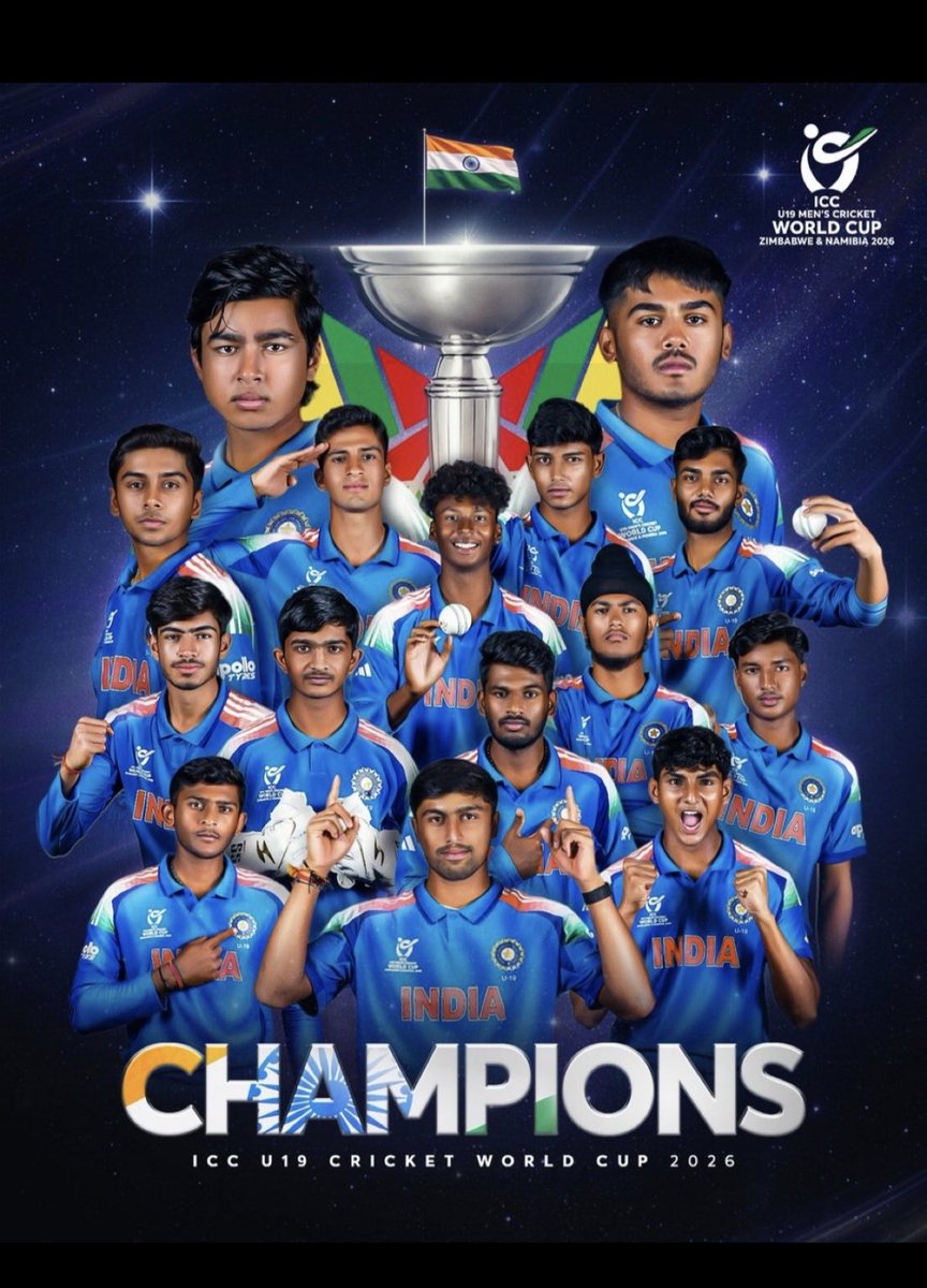 ICC POSTER FOR U19 WORLD CUP CHAMPIONS
INDIA 🇮🇳
#U19WorldCup2026