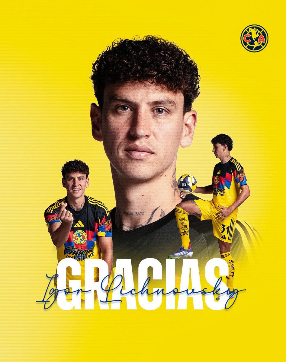ClubAmerica's tweet image. Muchas gracias por haber defendido nuestros colores y ser parte de una etapa histórica del Club América, Igor Lichnovsky. 🦅

¡Te deseamos el mayor de los éxitos en lo que venga! 💪💛💙