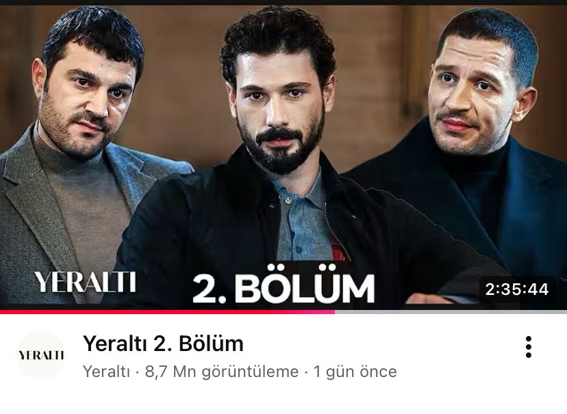#Yeraltı’nın 2. bölümü, 1 gün içinde 8,7 Milyon izlenmeye ulaştı. 👏🏼 #AlCey #SulFer
