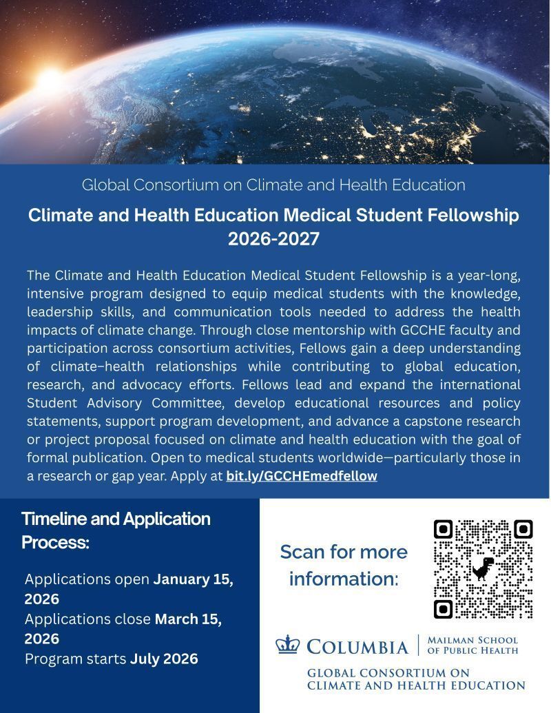 Apply Now! Climate and Health Education Medical Student Fellowship