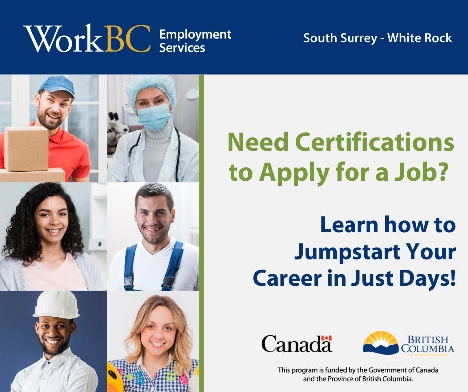 WorkBCSSWR's tweet image. 📚🖊️ WorkBC provides the training and certifications you need to advance your career. Don’t let a lack of qualifications hold you back—start today!

Get the skills and certifications to move forward with WorkBC’s support.