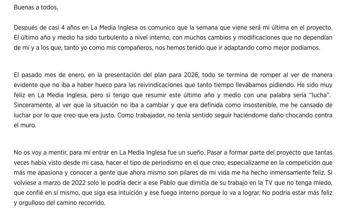 pabloespinosa11's tweet image. Muchas gracias a todos por el apoyo durante estos 4 años. No podría tener más ilusión por todo lo que viene en 2026. Un abrazo.
