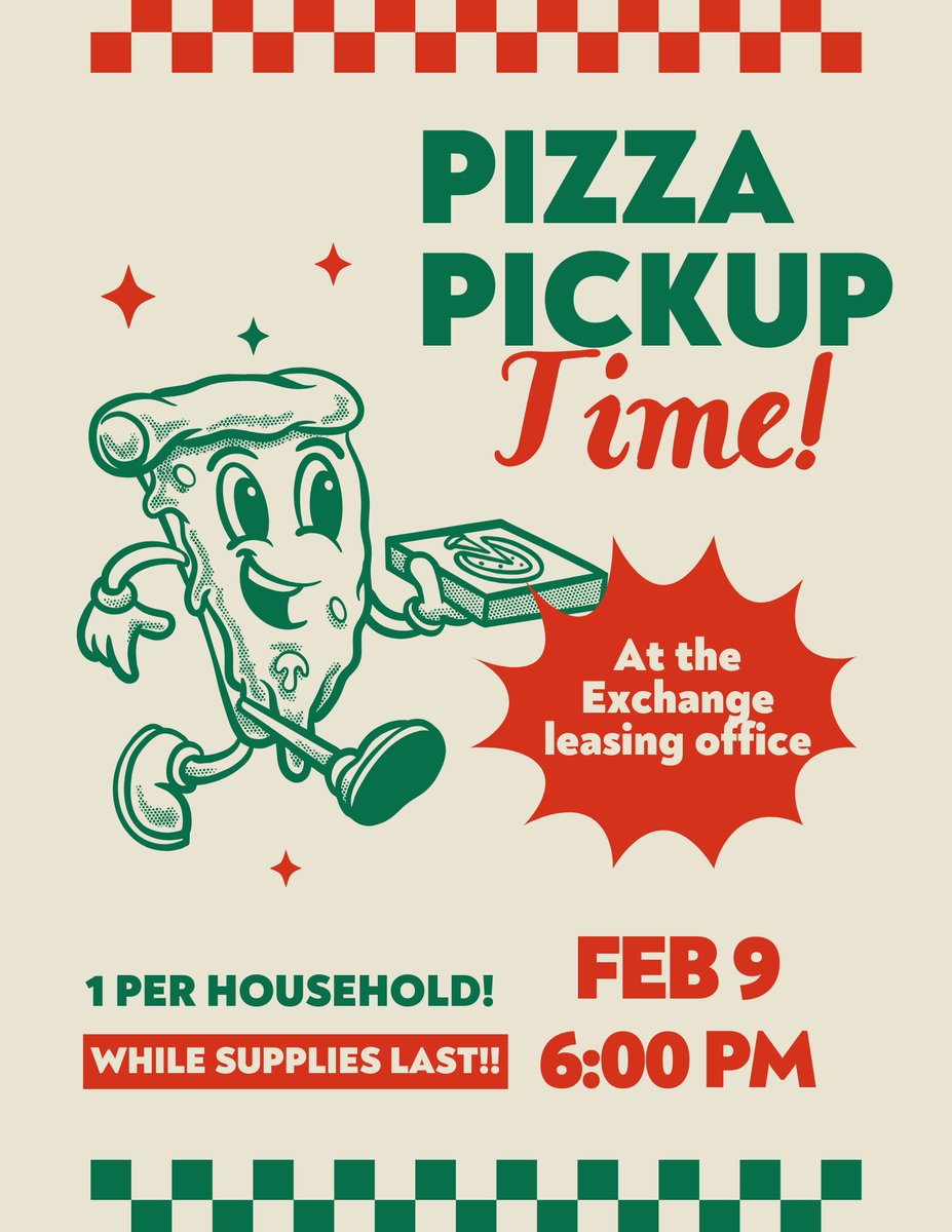 TheExchange_BC's tweet photo. 🍕 Pizza Pickup Monday! 🍕
Join us starting at 6PM for FREE pizza!
Each household can take home one whole pie 😋
While supplies last—so don’t be late!
We can’t wait to see you there ❤️ https://t.co/CnaGvpFHOs