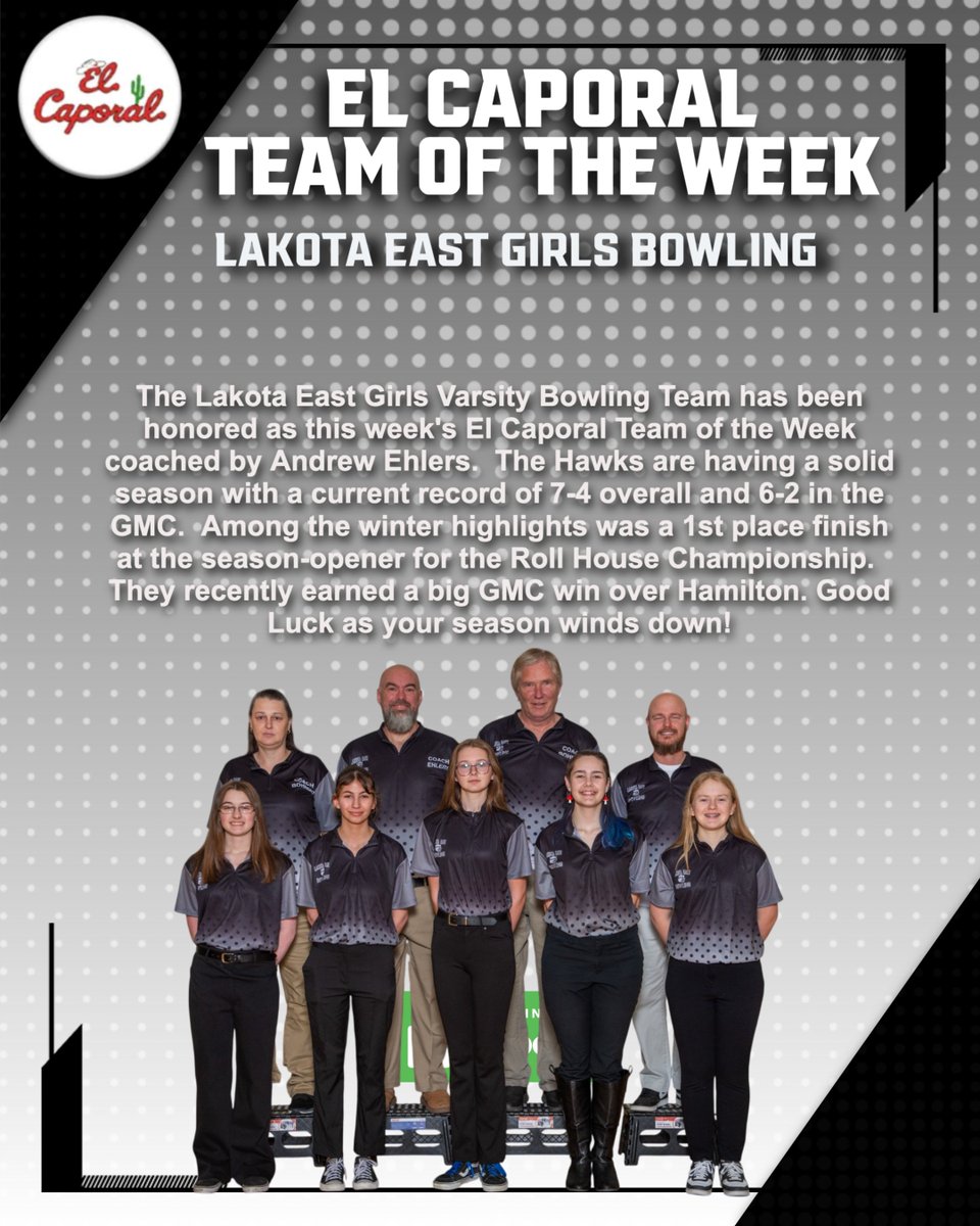 Lakota East Girls Bowling is the Lakota East El Caporal Team of the Week for 2/6/26.