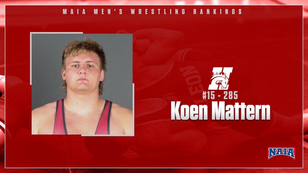 HCBroncoMWR's tweet photo. Mattern continues to stay ranked in the latest
@NAIA Men's Wrestling rankings! 
#GDTBAB https://t.co/2K5wtOeGeY