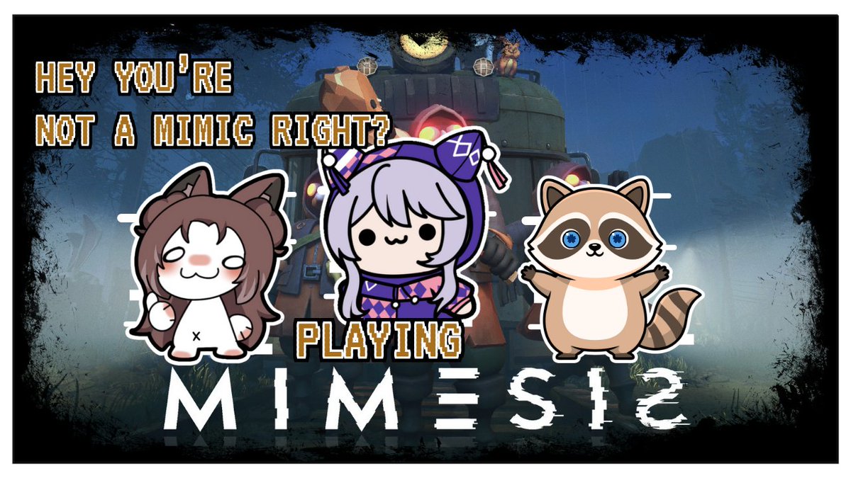 cryptic_bunni's tweet photo. collab with the girlies playing Mimesis! 🐦‍⬛

going live with @ZavvyGamer 💛and @SilverRoseVT 🦝

7:30pm EST tonight 🌙 https://t.co/StsQ6ekuYD
