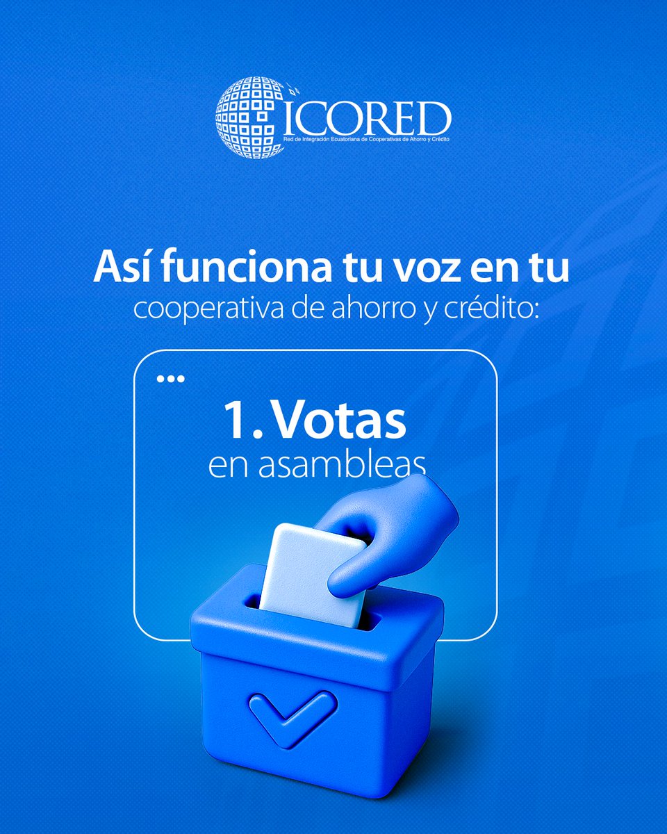 IcoredEC's tweet photo. 💡 Las cooperativas de ahorro y crédito del Ecuador  crecen contigo 🇪🇨. Participas, opinas y eliges. Aprende cómo funciona la participación de socios. #SéParteDeAlgoMásGrande https://t.co/xfqQchV65H