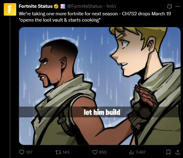 La Stagione BR è stata estesa

La Stagione 2 del Capitolo 7 inizierà il 19 Marzo