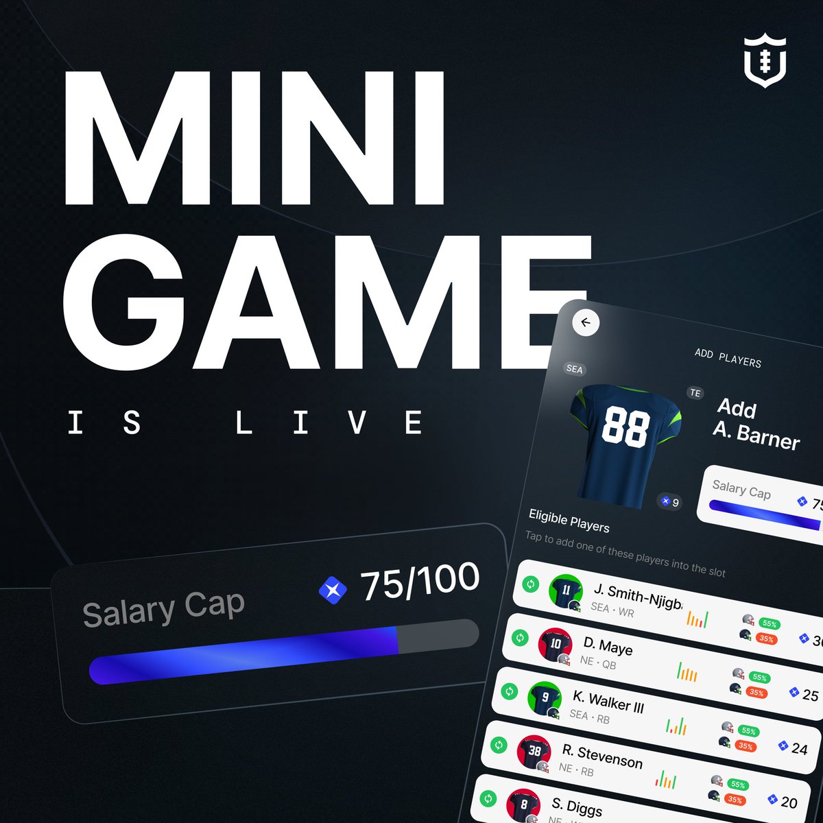 The Big Game just got a little more interesting 🏈

We're running a Special Mini-game for the Big Game inside the app today.

Pick 6 players you think will perform best, climb a live leaderboard, and win bonus TP.