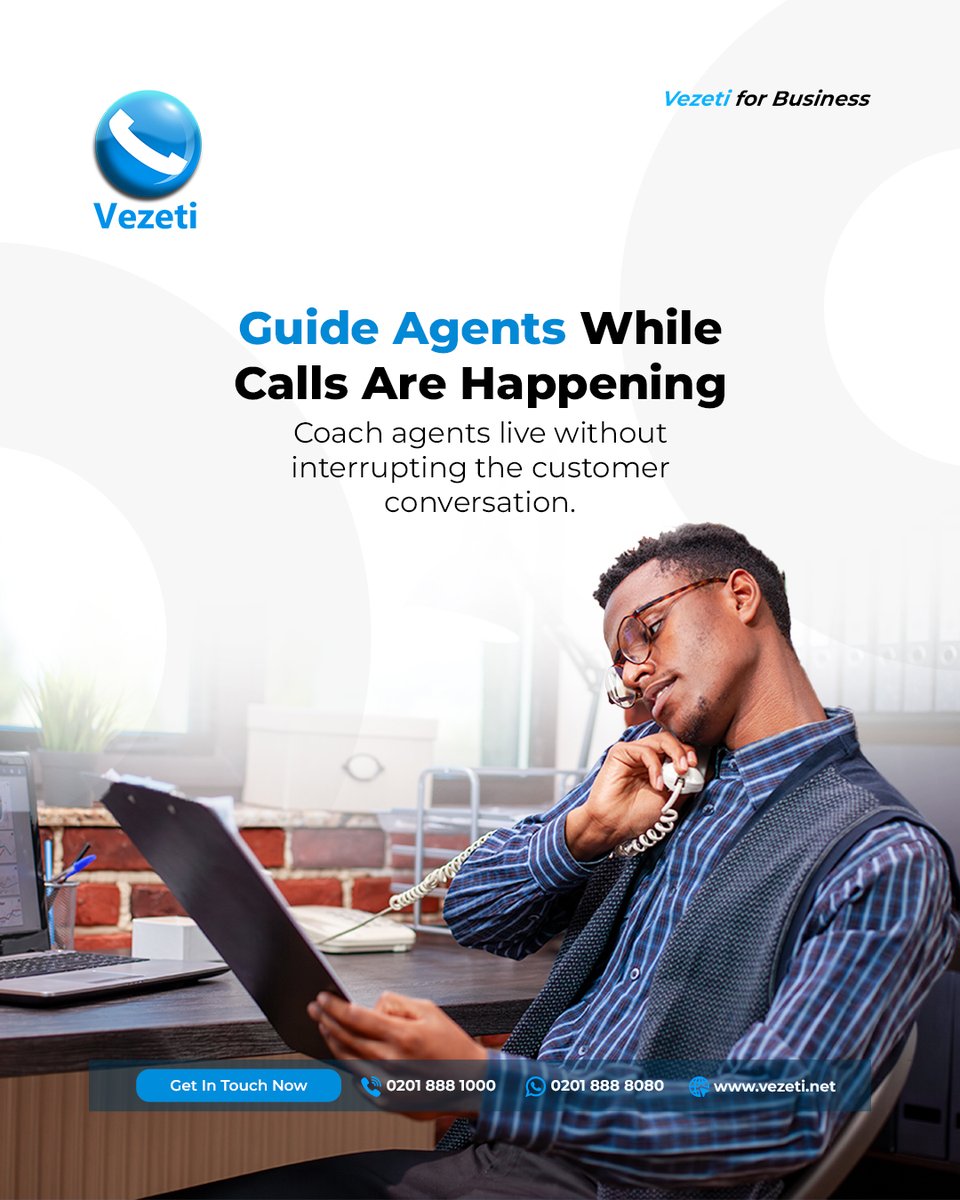 vezeti_ng's tweet photo. Vezeti Call Whisper lets supervisors coach agents live during calls, providing real-time guidance to improve performance without the customer ever noticing.
#Vezeti #CallWhisper #RealTimeCoaching #AgentPerformance #CustomerSupport #CallCenterTools https://t.co/KKERZC8Frv