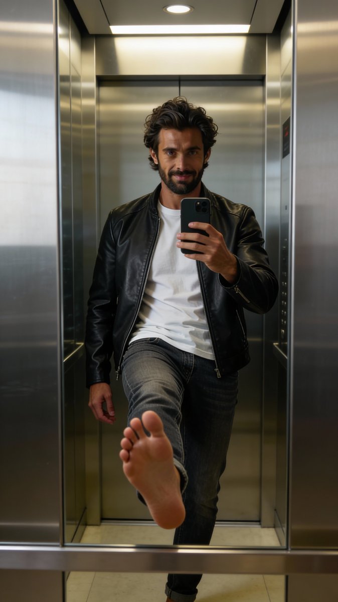 Master_Milo_X's tweet photo. So, tell me—what would you do if you stepped into this elevator and found me like this? Would you resist? Or would you drop to your knees and beg for just a taste? #footmaster #master #maledom #malefeet https://t.co/hSJ3KT9XzX