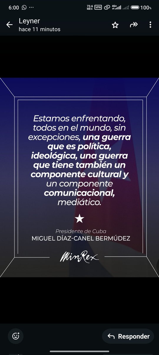 " Se que vamos a vivir tiempos difíciles, lo hemos hecho antes, pero lo vamos a superar entre todos..."
#CubaEstáFirme 
#CubaNoEstáSola 
#CubaCoopera
