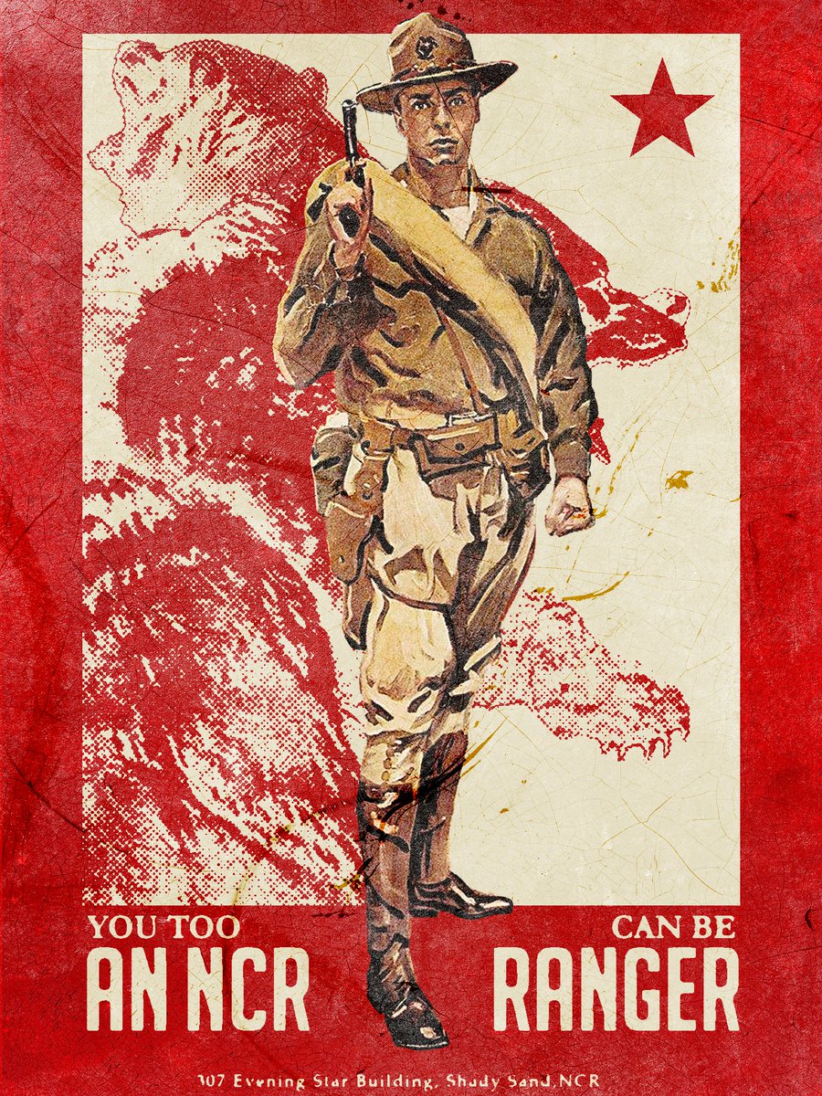 Some NCR old fashioned propaganda.

Ain't that a kick?
 More in the replys... 
#graphicdesign #design #vintage #fallout #FalloutNewVegas #FalloutSeason2 #FalloutOnPrime
