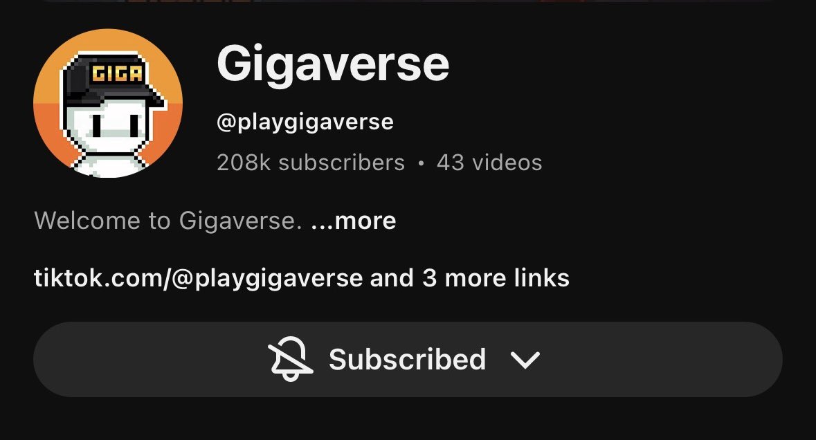 Gigaverse is home to the super mario of crypto.

And we’re seeing some of the fastest growth in the industry.

200K+ YouTube subs in 3mo. In time, the whole world shall know Giga Noob.

We’ve been heads down working on what’s going to be a transformative year. 

Play Gigaverse.