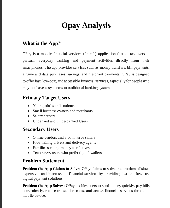 WantedUi's tweet photo. Another task from @devanddesignhq. We were told to pick a product we use every day and analyze it. Funny how I picked OPay, cus I really want to learn something about OPay outside the assignment.  
You can also read through.
#UX #Opay #DevAndDesign https://t.co/s4A2MBSxn7