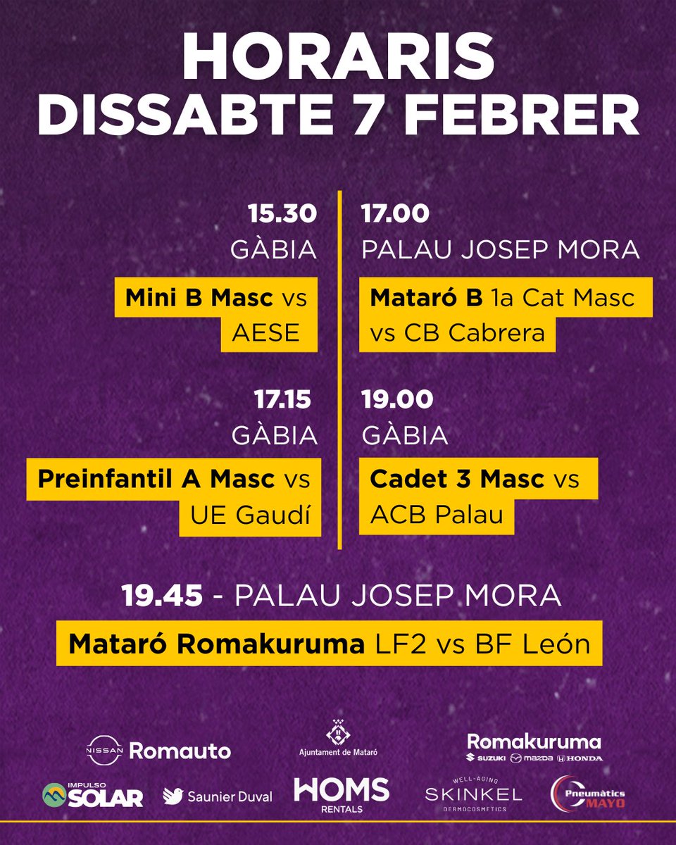 uemataro's tweet photo. 👋🏻🟡 El cap de setmana de la #BaseGroga!
📲 Us deixem tots els partits d’aquesta jornada a casa!
#somgrocs💛💜 https://t.co/TW3PTwKb49