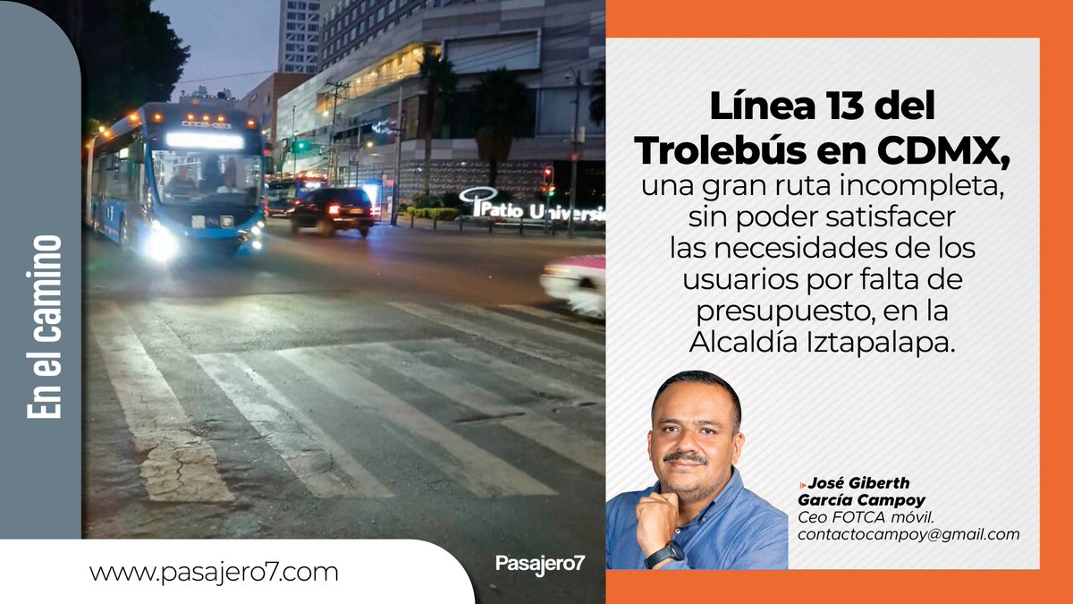 🚎⚡ La #Línea13 del #Trolebús en la CDMX recupera un corredor histórico del Eje 8 Sur al conectar Constitución de 1917 con #Mixcoac. Con 46 unidades eléctricas, atiende a casi 40 mil personas, aunque enfrenta retos por la invasión.

➡️Leer más: acortar.link/EDqCgR