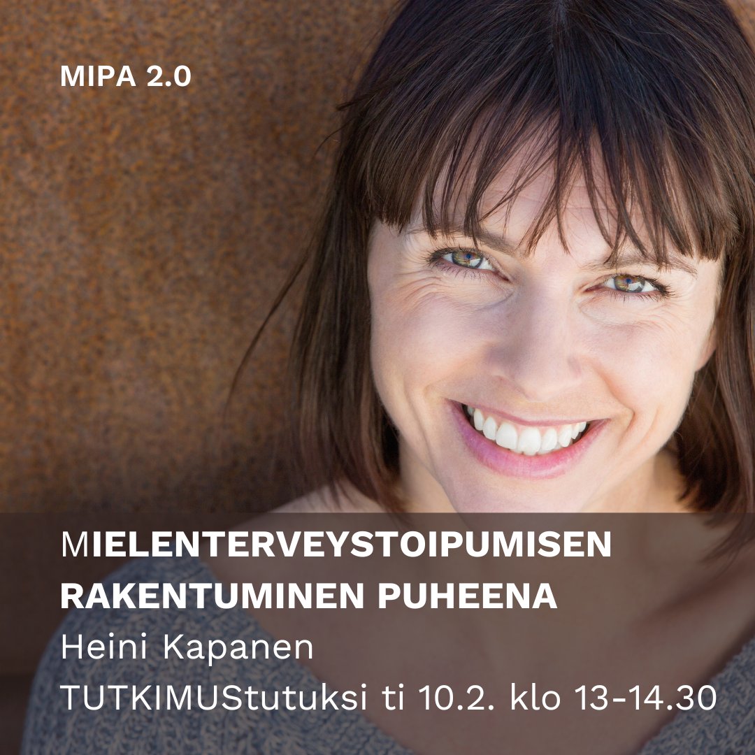 MIPAverkosto's tweet photo. Millainen on mielenterveystoipumisen polku? 
Heini Kapanen kertoo aiheesta väitöstutkimuksensa pohjalta ensi tiistain TUTKIMUStutuksi-tapaamisessa. 
Aika: ti 10.2. klo 13-14.30 (Teams)
Tervetuloa linjoille, kaikki aiheesta kiinnostuneet!
Ilmoittaudu: https://t.co/Zf141qkneu https://t.co/Z5zx3IA0qW