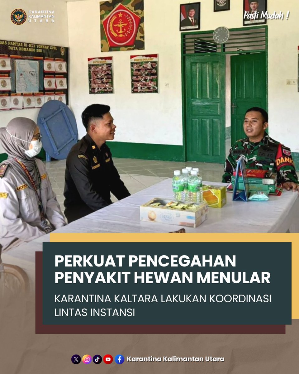 Dalam rangka mencegah masuk dan menyebarnya penyakit hewan menular strategis seperti Virus Nipah dan Peste des Petits Ruminants (PPR), Karantina Kaltara lakukan koordinasi lintas instansi

Selengkapnya instagram.com/p/DUaeBp_iVyg/…

#KarantinaIndonesia