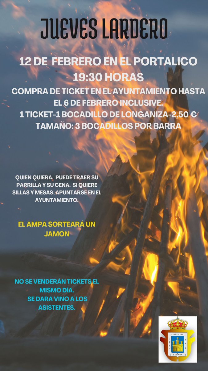 CELEBRACIÓN DEL JUEVES LARDERO EN SÁDABA
El próximo 12 de febrero, jueves, el municipio de Sádaba disfrutará de la festividad del Jueves Lardero.Será, como es habitual, en El Portalico. 
#tradicionescincovillas
#sadaba
#comarcacincovillas