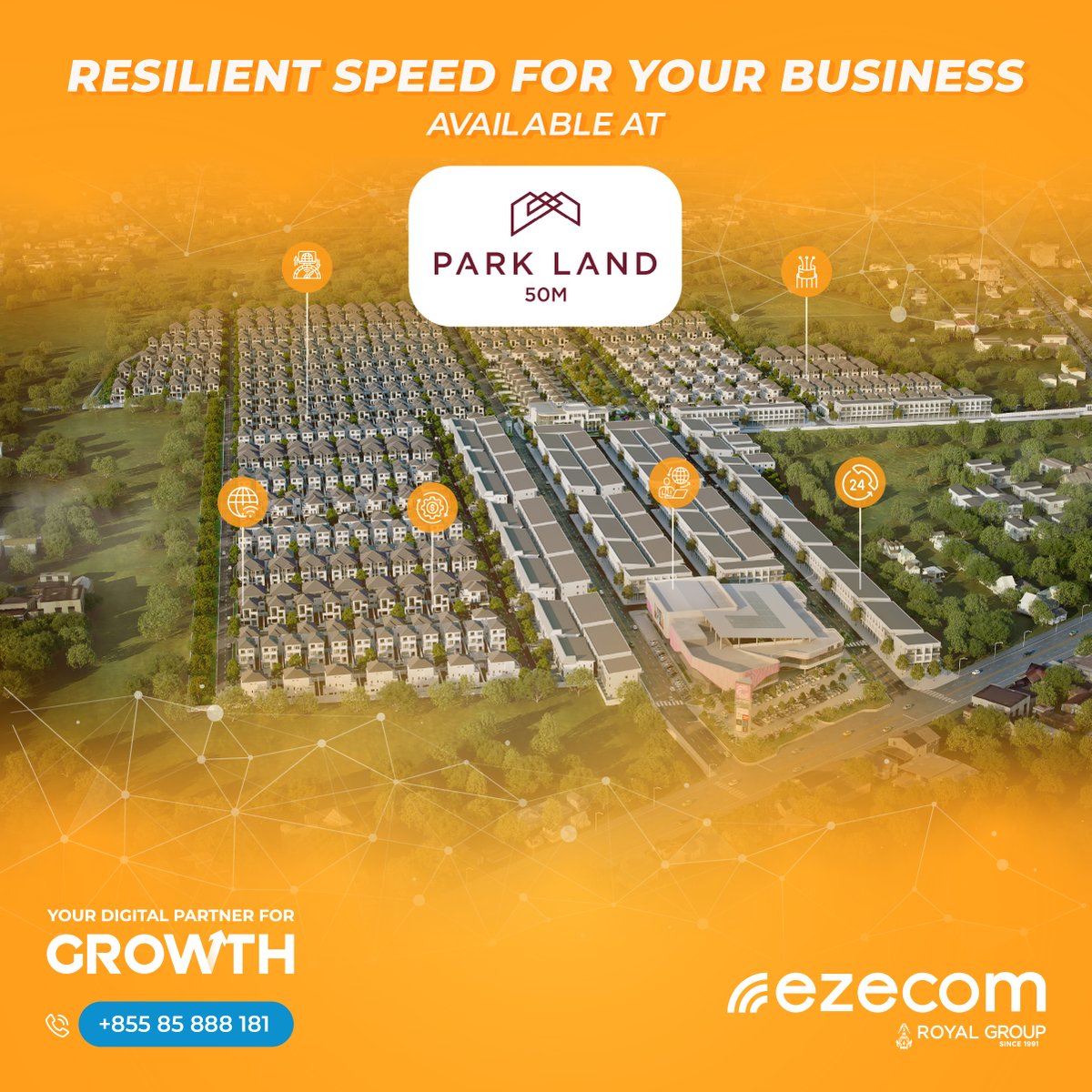 With ezecom high-speed, business-grade internet, businesses across Chip Mong Land Development can operate with confidence—whether in hospitality, clinics, restaurants, coffee shops, retails, or office spaces.
Contact us today for a free consultation : ​
📧 business@ezecom.com.kh