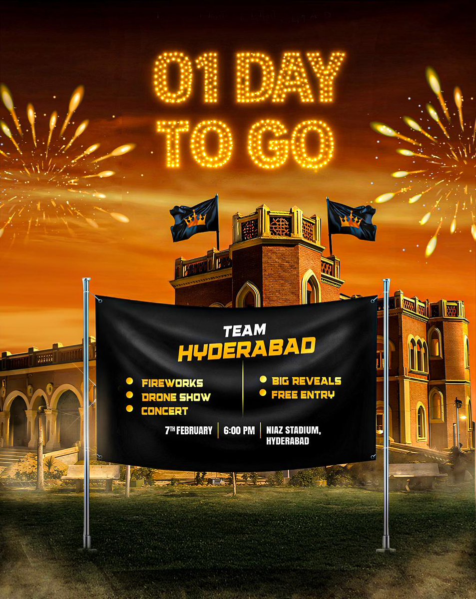 𝑻𝒐𝒎𝒐𝒓𝒓𝒐𝒘 𝒊𝒔 𝒕𝒉𝒆 𝒅𝒂𝒚!💥

Just 1 day left until Team Hyderabad lights up Niaz Stadium 🔥

🗓️ 7th Feb | ⏰ 6 PM

We can’t wait to welcome you all 🫶🏻