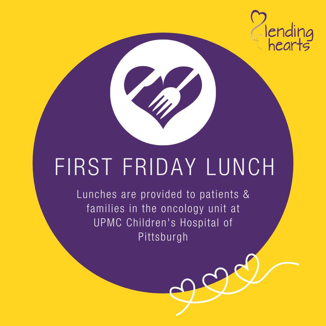 It's the first Friday of February! Our Lending Hearts boxed lunches will be available for patients &amp; families in both the clinic and inpatient #oncology areas at <a href="/ChildrensPgh/">UPMC Children's Hospital of Pittsburgh</a>!
Thank you to everyone who makes this very important program happen every month!
#cancersupport