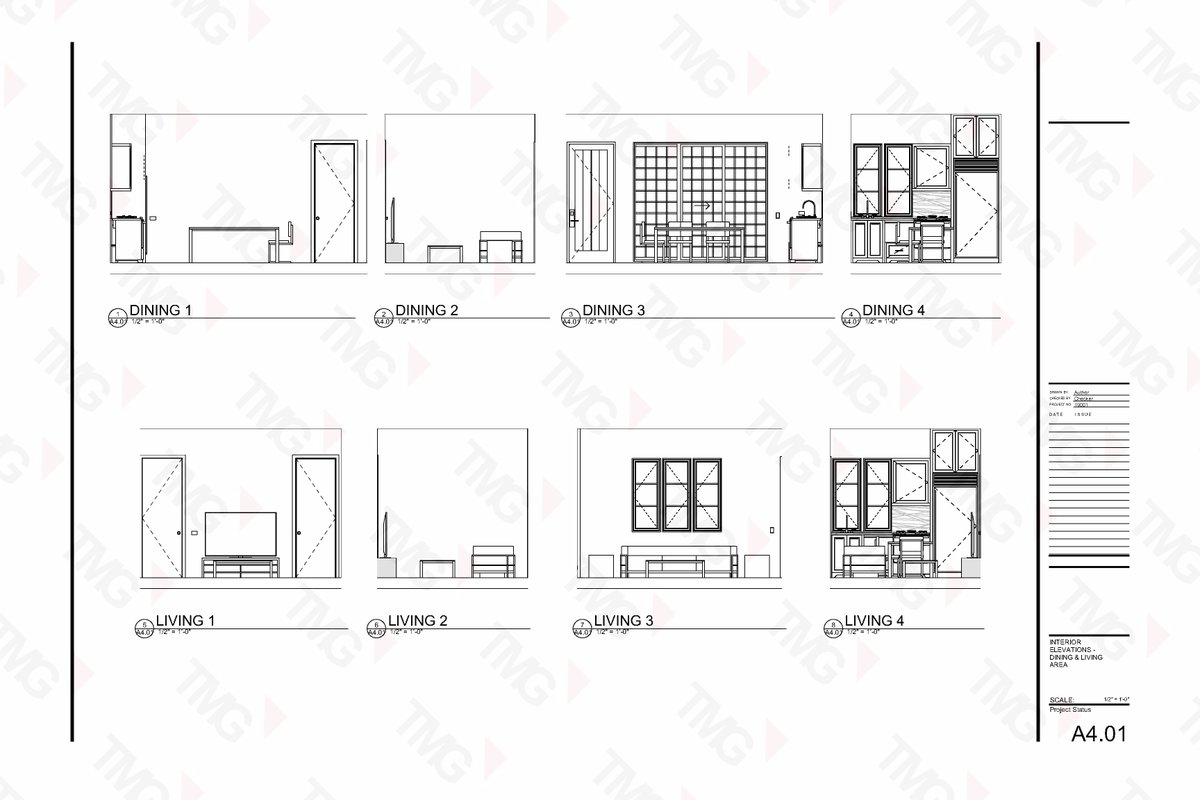 Given the extensive collection of architectural drawings we've produced, it's quite likely that we've already developed something remarkably akin to what your project requires.

Interior Elevations - Dinning &amp; Living Area

#architecturaldrafting #draftingdesign #caddrafting