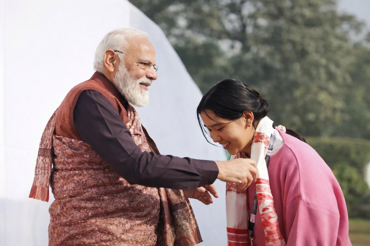 ChownaMeinBJP's tweet photo. Heartiest congratulations to Tenzin Choiky, a student of PM SHRI JNV Tawang, for representing Arunachal at #ParikshaPeCharcha2026 (9th Edition) and interacting with Hon’ble Prime Minister Shri @narendramodi ji.

Her presence on such a national platform highlights the confidence, capability, and aspirations of our young minds. From the hills of Tawang to the national stage, her journey inspires countless students to dream big and work hard.

Wishing her continued learning, growth, and success in all her endeavours.
