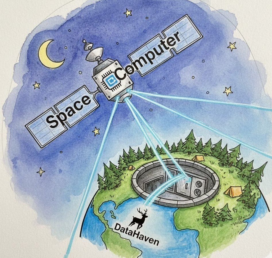 RoasaHoward's tweet photo. Seeing SpaceComputer handle computation in orbit while DataHaven secures results shows how infrastructure can avoid single points of failure. Space plus verifiable storage unlocks truly global trust. @DataHaven_xyz @SpaceComputerIO https://t.co/qyFv7h1kgJ