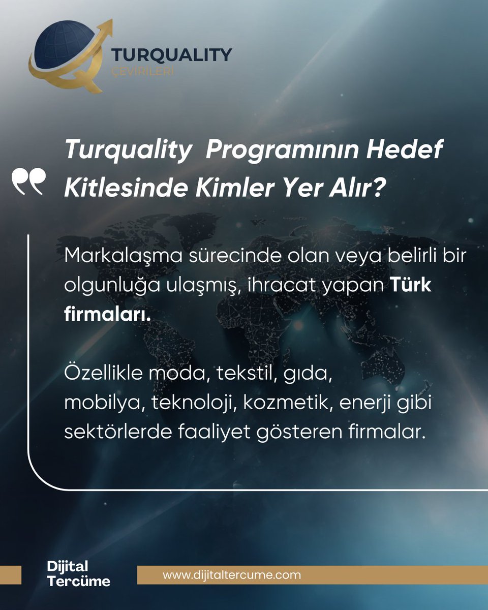 Modadan teknolojiye, gıdadan enerjiye; ihracat odaklı tüm süreçlerinizde Dijital Tercüme uzmanlığı yanınızda.

Turquality çeviri süreçleri ve yerelleştirme çözümlerimiz hakkında detaylı bilgi almak için bizimle iletişime geçin.

info@dijitaltercume.com

#Turquality #İhracat