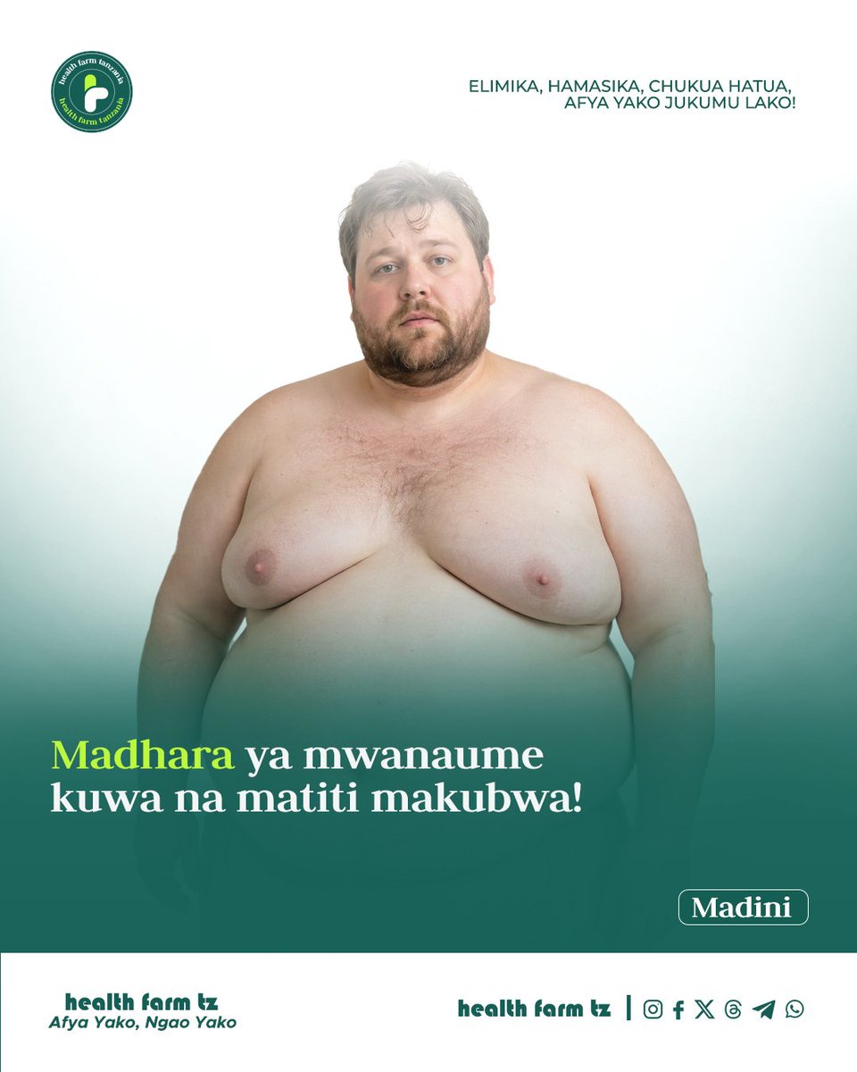 health_farm_tz's tweet photo. Mwanaume kuwa na matiti (breast) kama mwanamke kitaalamu inaitwa gynaecomastia.

Hali hii husababishwa na mabadiliko ya homoni hasa ongezeko la homoni ya kike ya estrogen kuliko homoni ya kiume testosterone wakati wa balehe Hali hii hupotea yenyewe baada ya uwiano wa homoni https://t.co/EiKbaEPajK