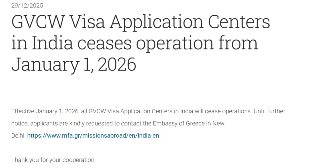 Dear <a href="/DrSJaishankar/">Dr. S. Jaishankar</a> Sir, in the meeting with HE N Dendias could you raise the issue of difficulty to obtain a visa appointment from Greek embassy for Indian applicants since Jan 2026? Embassy phones and emails are unresponsive. We don't know what to do! <a href="/MEABharat/">Ministry of External Affairs Bharat</a>