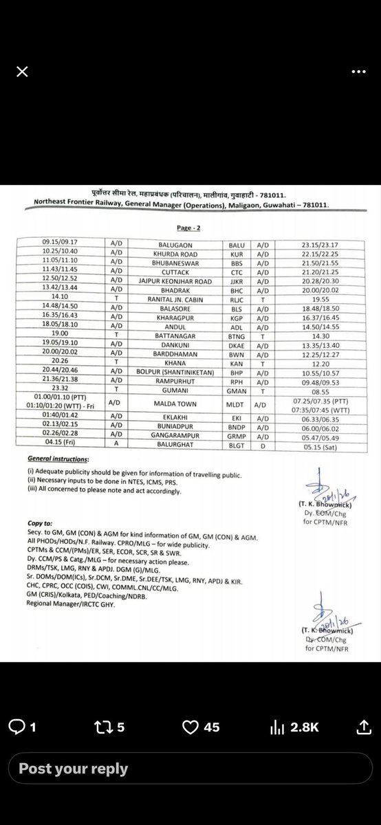 achyutstyles's tweet photo. Who is the genius behind who made this exceptional time table for the 2 new trains recently inaugurated 16523 and 20610 both running on same day from Vijayawada to Cuttack the timings for each and every respective stations are exact same. Is the public fool or what? https://t.co/hjokvuyp8M