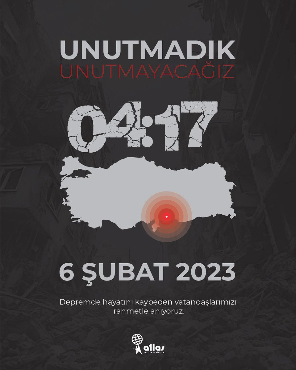 Kahramanmaraş merkezli depremin yıl dönümünde,
hayatını kaybeden vatandaşlarımızı saygı ve rahmetle anıyoruz.

#6şubatdepremi #unutmadık