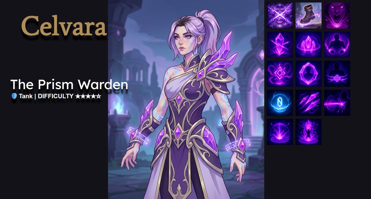 AuffLimits's tweet photo. Took the time to finish up another #HeroConcept for #FELLOWSHIP. 
Celvara, The Prism Warden :v
An intellect based Mage Tank

Still deciding on when I stream everything that I have for her, but at the very least it will be before Feb. 19th when #PreSeason2 comes out. https://t.co/3x88gMlDrI