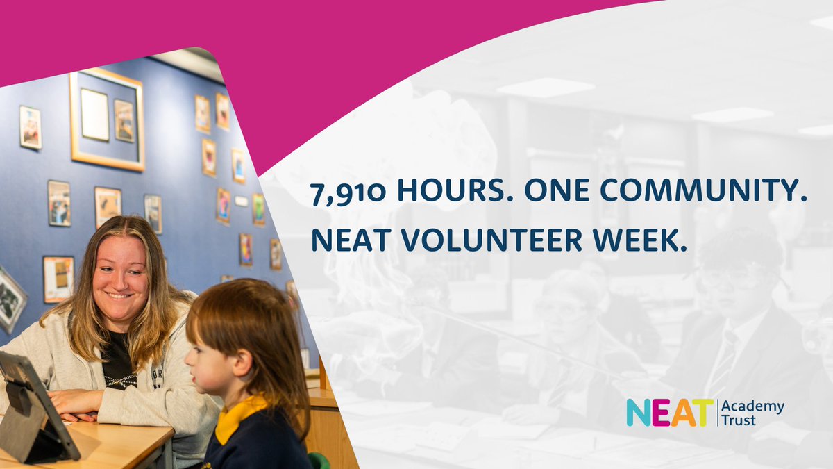 TyneviewPrimary's tweet image. 7,910 hours. Real impact.
During NEAT Volunteer Week, pupils, staff, and partners gave time across schools and local communities.
Read more: neat.org.uk/neat-volunteer…
#NEATVolunteerWeek #MakingADifference #Community
