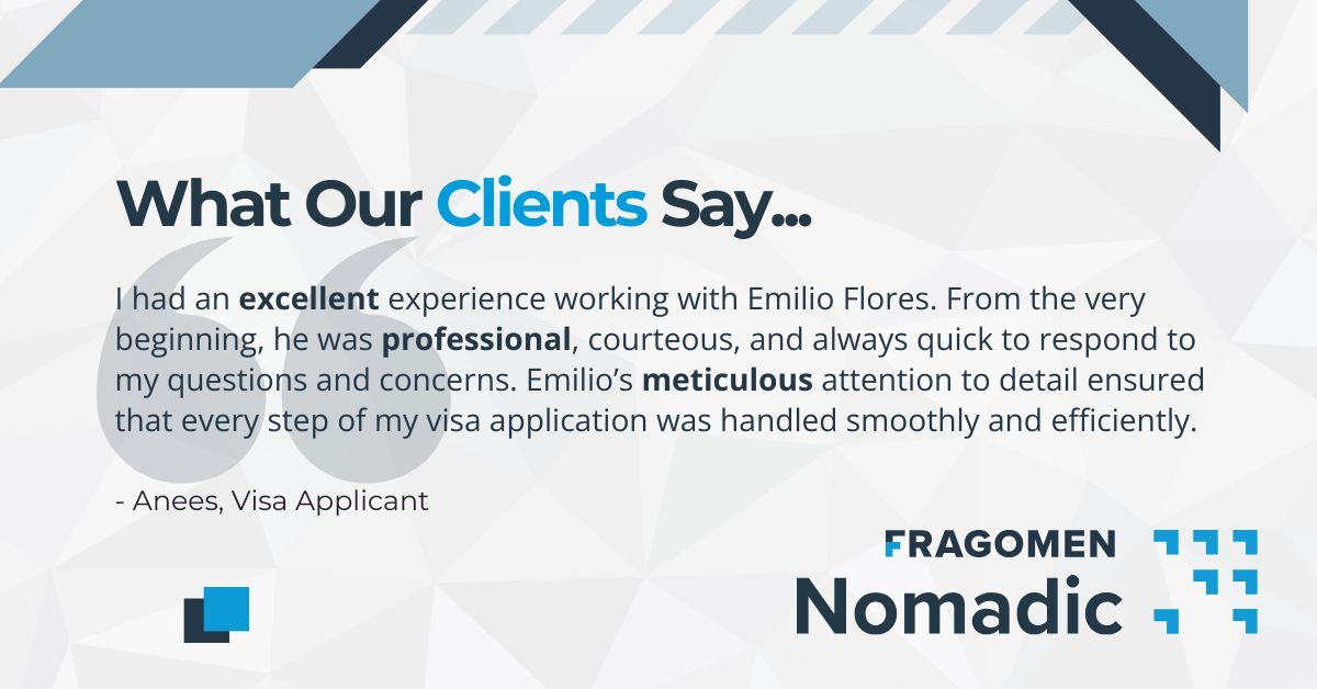 nomadicvisas's tweet photo. #feedbackfriday... Exceptional service starts with exceptional people, like Nomadic's Emilio Flores, who guided his client with their recent visa application, and was praised for his outstanding support, knowledge and reliability. 

#GoNomadic #businesstravel #aboveandbeyond https://t.co/T4S4waJpvK